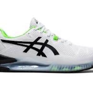 ASICS GEL Resolution 8 Men's White/Green Gekko Tennis Shoes Sz US 13